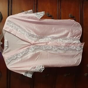 Vtg PINK LACE Night Shirt Sz Med